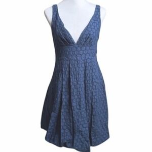 A.B.S. Allen Schwartz‎ Blue Eyelet Bubble Hem V-Neck Mini Dress Size 8